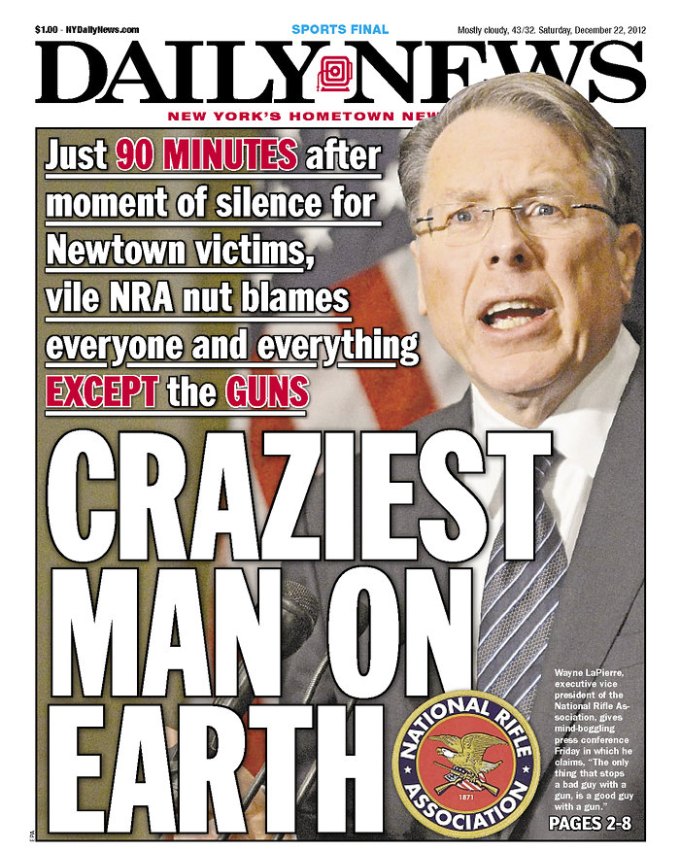 NRA GUN NUT MAKES DAILY NEWS COVER HAH